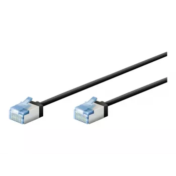 Goobay Ultra-flexibilný CAT 6A patch kábel slim U/FTP čierny - extra krátky konektor (74315)