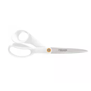 Fiskars F061200487 kancelárske/nožnice na tvorbu s rovným strihom – nehrdzavejúca oceľ, biela