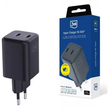3MK nabíjačka Hyper Charger PD 45W GaN QC4+ PPS — 45W USB-C PD GaN rýchlonabíjačka