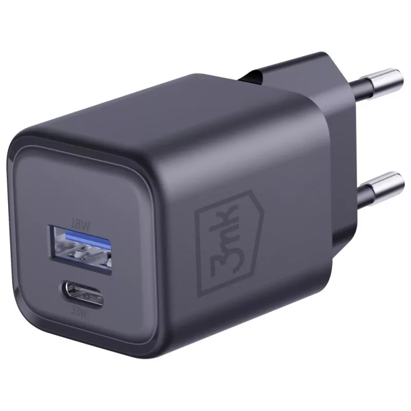 Nabíjačka 3MK Hyper Charger PD 33W GaN QC4+ čierna — 33W PD rýchlonabíjačka s GaN technológiou
