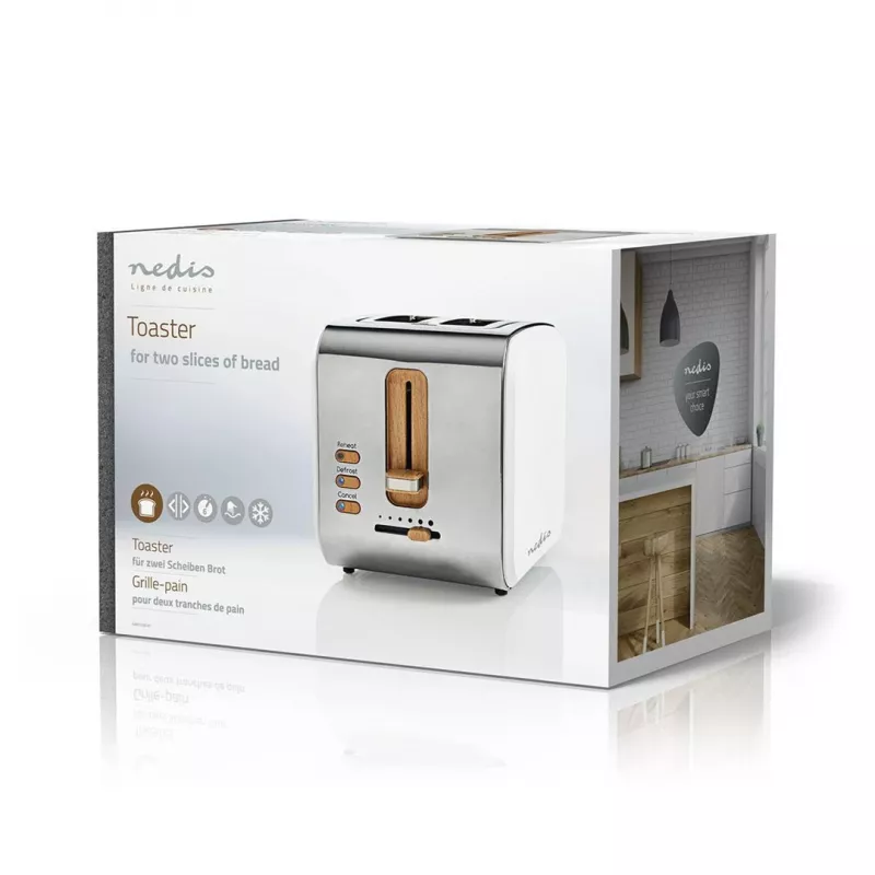 Nedis KABT510EWT Hriankovač, 2 široké otvory, soft-touch, biely