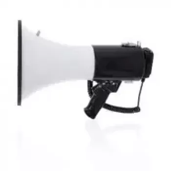 Megafón Nedis MEPH250WT – ručná siréna/zosilňovač hlasu, dosah 1500 m, 120 dB, čierna/biela