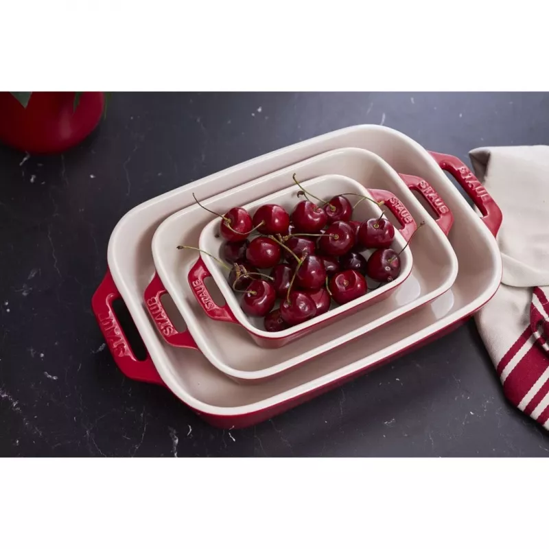 ZWILLING keramická obdĺžniková pekáčová súprava 3 ks, červená, max. 300°C
