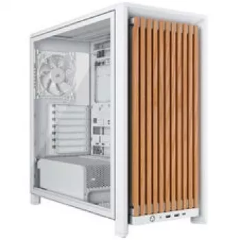 Mid-Tower PC skriňa CORSAIR FRAME 4000D RS Wood biela/dub, Mid-Tower kompatibilná s ATX, tvrdené sklo