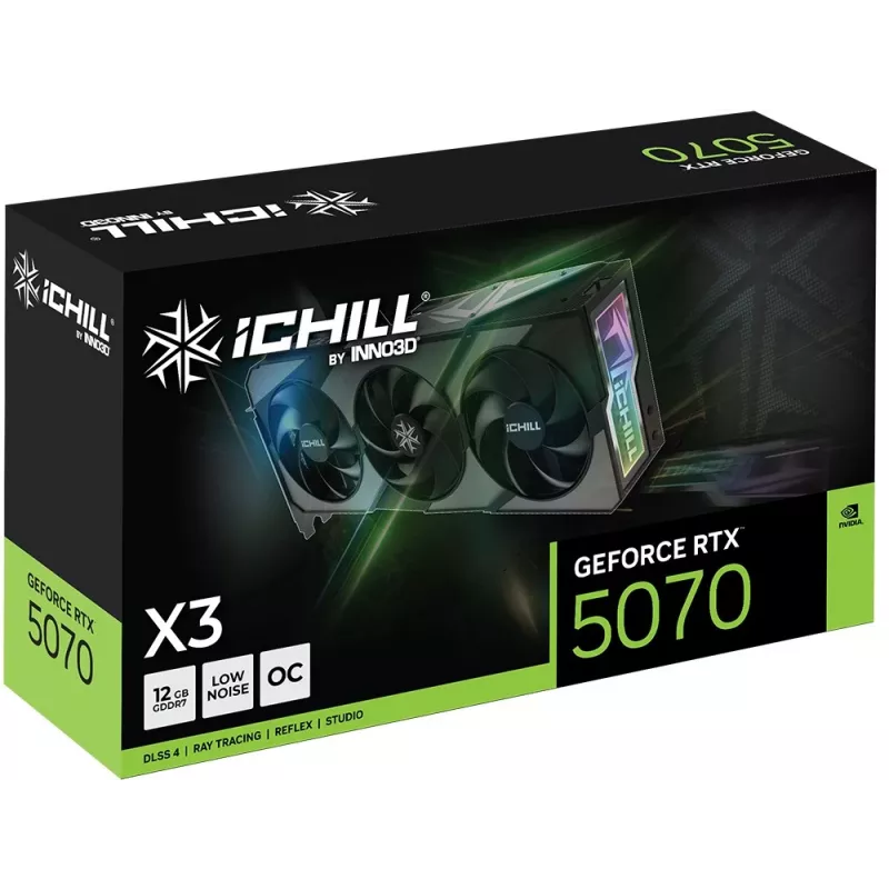 Grafická karta Inno3D iChill GeForce RTX 5070 X3 — 12 GB GDDR7, 192-Bit, PCIe 5.0