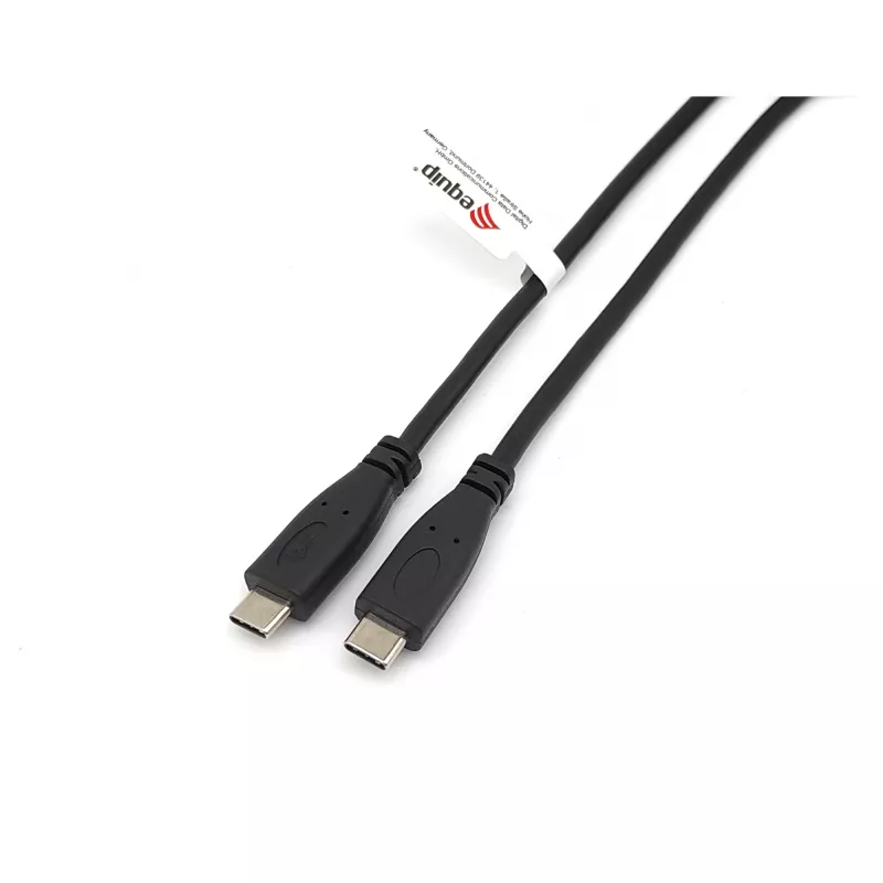 USB-C na USB-C kábel 2.0 EQUIP 128833, 0,5 m, PD 60 W, 0,48 Gbit/s, niklované kontakty, čierny