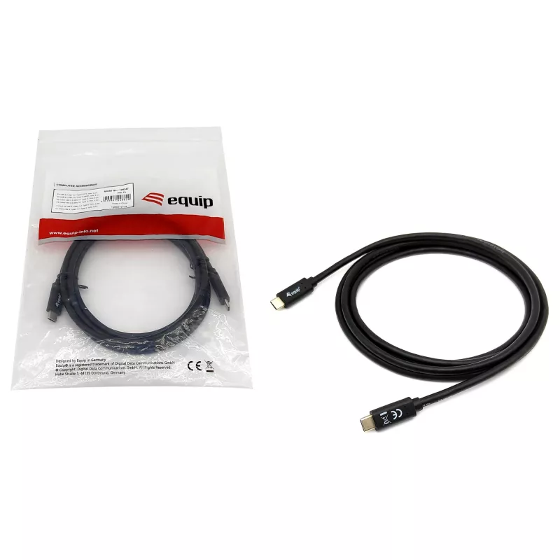 USB-C na USB-C kábel EQUIP 128348, USB 3.2 Gen 1 (5 Gbit/s), PD 60 W, 0,5 m, čierny