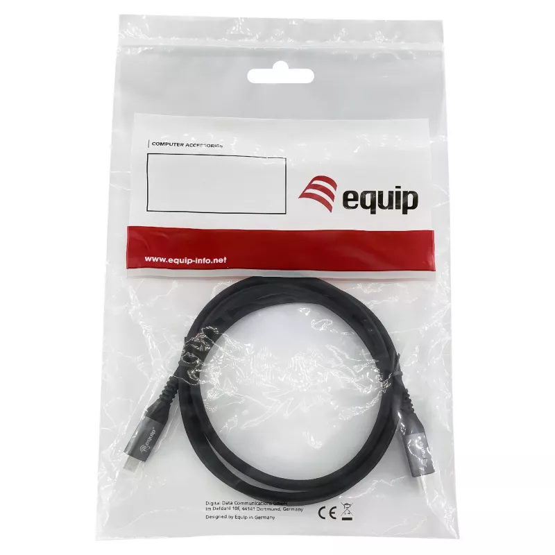 USB4 Gen3x2 C–C kábel EQUIP 128380, 0.5 m, PD 3.1 240W, 40 Gbps, 8K/60Hz, čierny