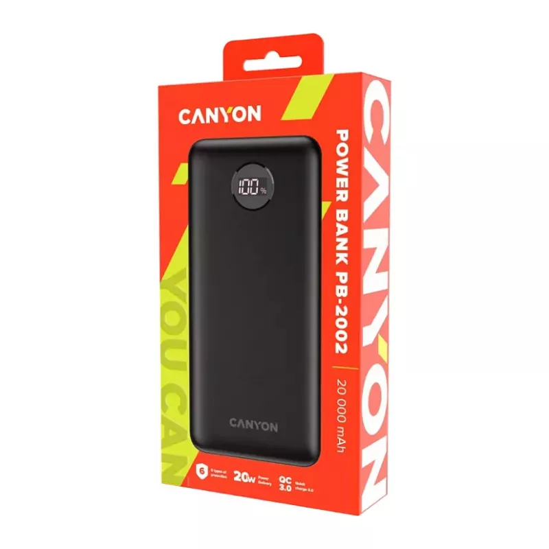 Canyon PB-2002 powerbanka 20 000 mAh PD20W čierna