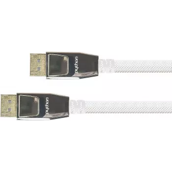 Prepojovací kábel DisplayPort 1.2, 4K / UHD @60Hz, celokovové konektory, pozlátené kontakty, OFC, nylonový oplet biely, 10m, PYTHON® Series (GC-M0200)