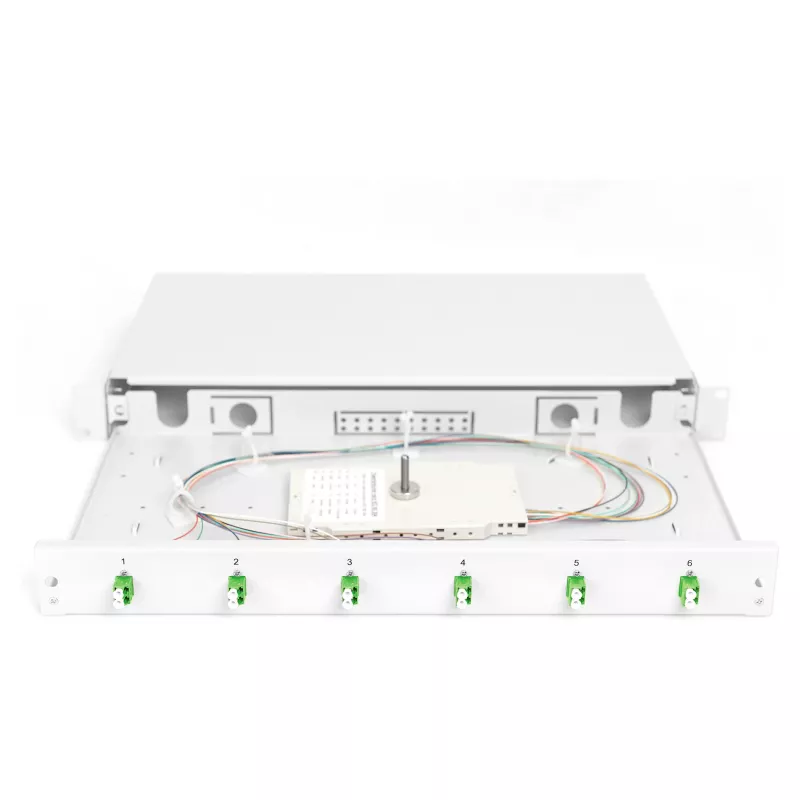 Optická zváracia krabica DIGITUS DN-96330/9APC 1U, osadená 6x LC-APC DX, OS2, polymér/oceľ, svetlosivá