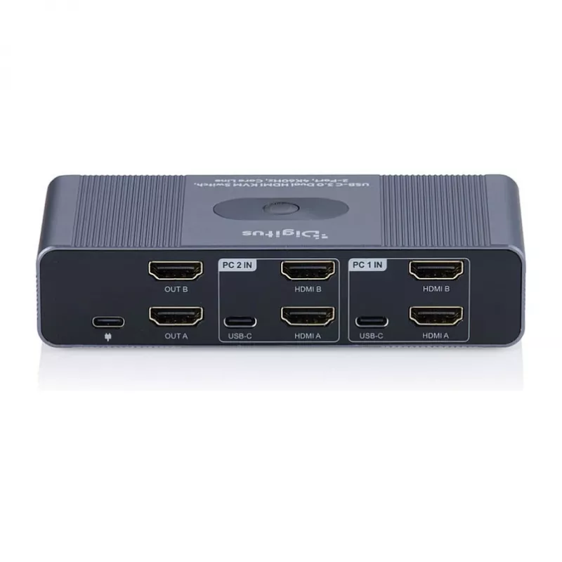 KVM prepínač DIGITUS DS-12856 USB-C/USB-A 2-portový Dual HDMI 4K60Hz (USB 3.2 Gen 1)