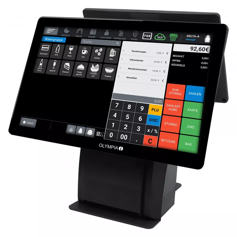 All-in-One Olympia T215K 15 palcov (38,1 cm) dotykový displej, Android 11, termotlačiareň (8 cm), čierny