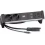 Napájací modul Bachmann DESK2 ALU čierny – stolová zásuvková jednotka s 2x CEE7/3 zásuvkami, 1,0 m kábel, 1x USB nabíjačka 22W