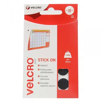 VELCRO suché zipsy samolepiace, háčik & slučka 16mm x 16 sád čierny