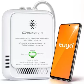 Detektor úniku plynu a oxidu uhoľnatého QOLTEC 52654 – senzor pre zemný plyn a CO