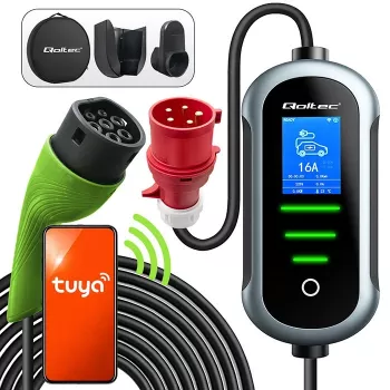 Nástenná nabíjačka pre elektromobil QOLTEC 7 kW 230V CEE 32A s Wi‑Fi a LCD (model 52721)