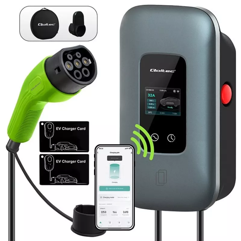 Nabíjacia stanica pre EV QOLTEC 3-fázová 22 kW 32 A s WLAN (model 52723)