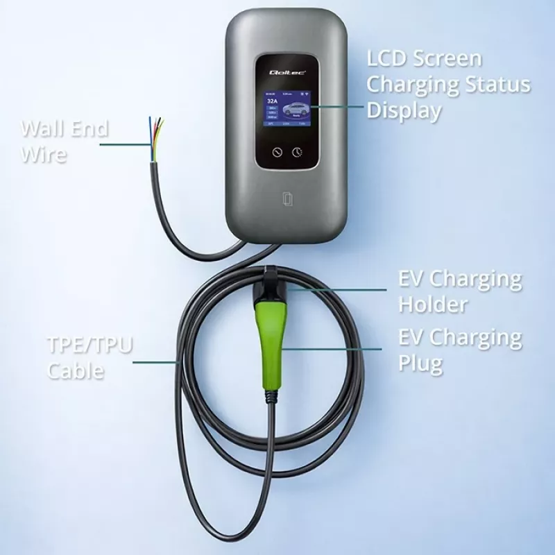 Nabíjacia stanica pre EV QOLTEC 3-fázová 22 kW 32 A s WLAN (model 52723)