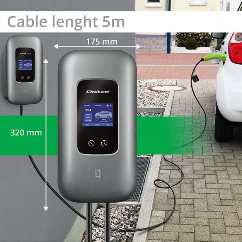 Nabíjacia stanica pre EV QOLTEC 3-fázová 22 kW 32 A s WLAN (model 52723)