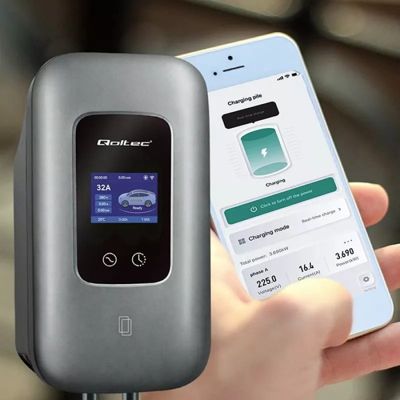 Nabíjacia stanica pre EV QOLTEC 3-fázová 22 kW 32 A s WLAN (model 52723)