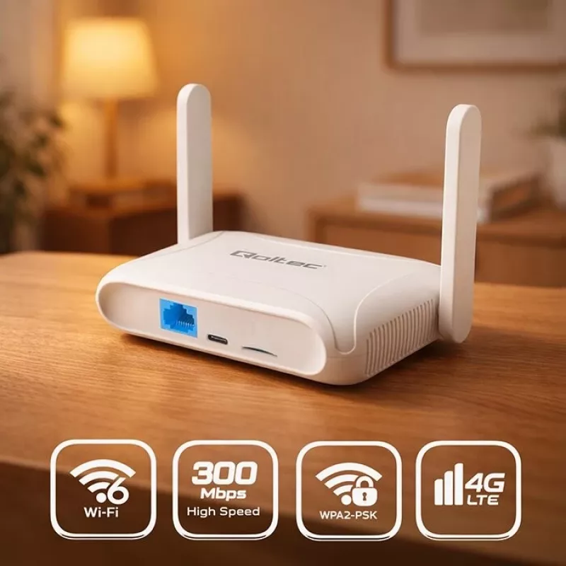 Router QOLTEC 56980 – 4G LTE mobilný router s Wi‑Fi 6