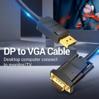 DP na VGA kábel 2M/SCHWARZ Hblbh Vention