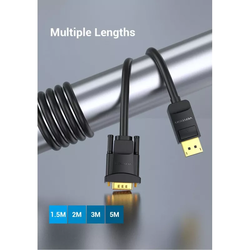 DP na VGA kábel 2M/SCHWARZ Hblbh Vention