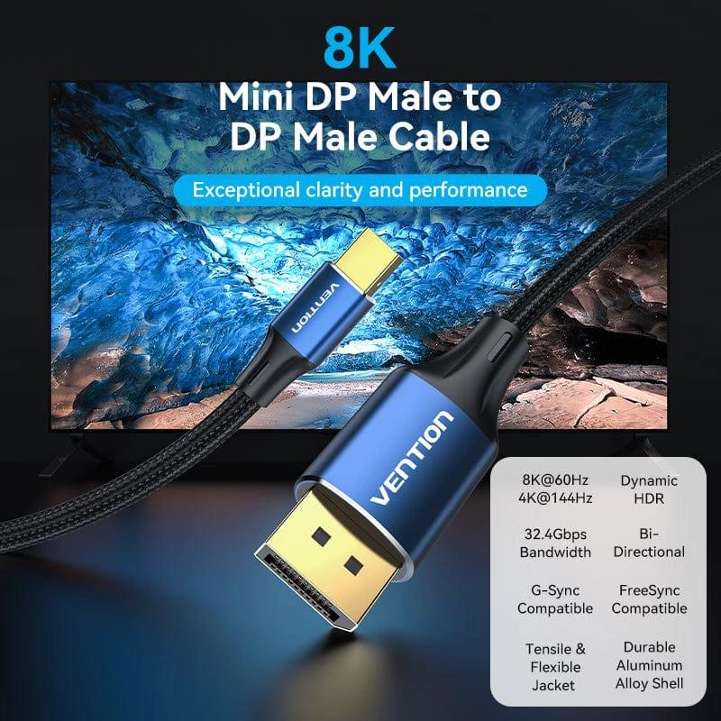Kábel Mini DP na DP 2M/BLAU Hcflh Vention