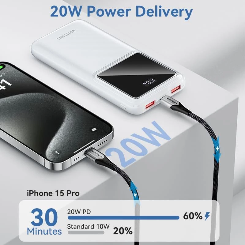 Powerbanka USB 10000MAH 22.5W/ČIERNA FHKB0 Vention
