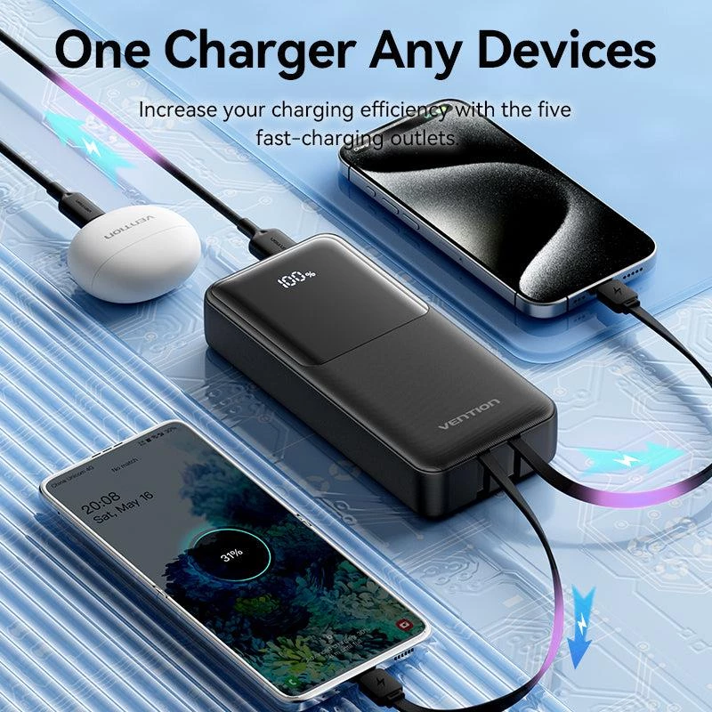 Powerbanka USB 20000MAH 22.5W/ČIERNA FHPB0 Vention