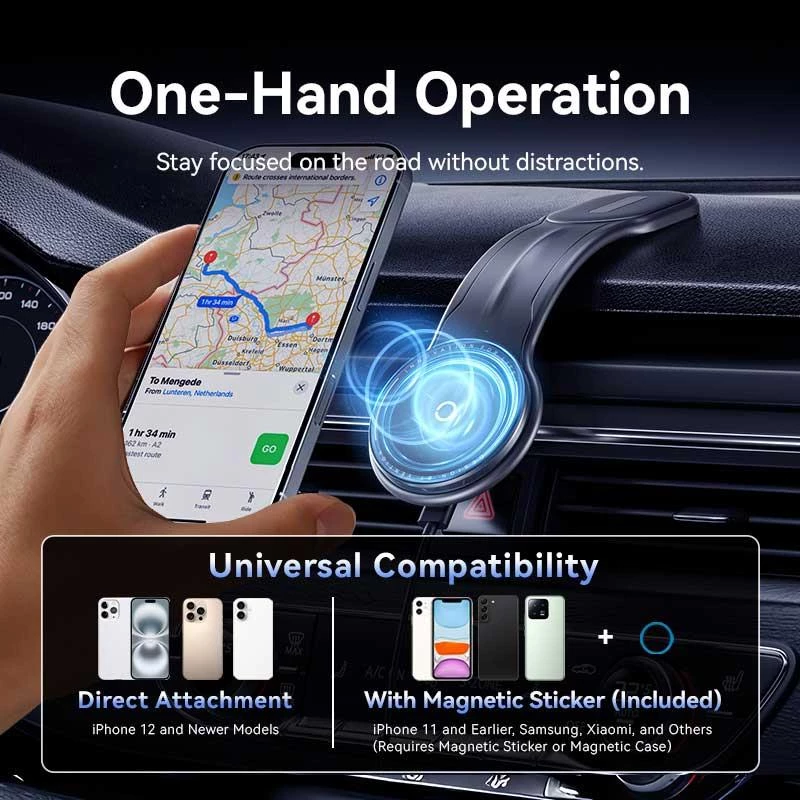 Mobilná autonabíjačka magnetická/bezdrôtová čierna KSJB0 Vention