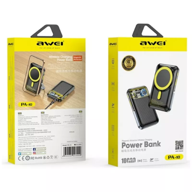 Powerbank Awei PA-10 10000 mAh indukčná MagSafe čierna