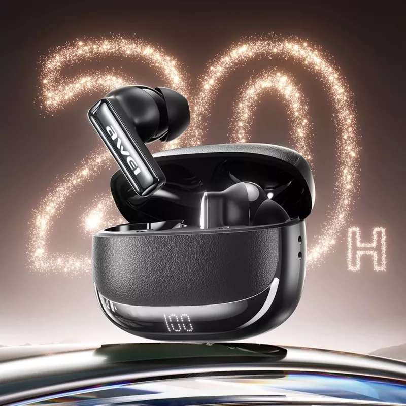 Awei Bluetooth slúchadlá model ANC TA19 TWS s aktívnym potlačením hluku, True Wireless Stereo, Bluetooth pripojenie