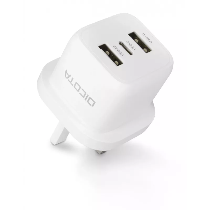 Dicota napájací zdroj - kompaktný, notebook - 32 watt - 3 A - 3 výstupné porty (USB-C, 2 x USB)