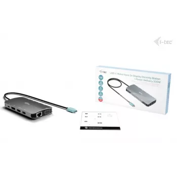 Dokovacia stanica ITEC i-tec USB-C Metal Nano 3x Display (DP, HDMI, VGA) s Power Delivery 100 W, 4x USB-A, Gigabit Ethernet