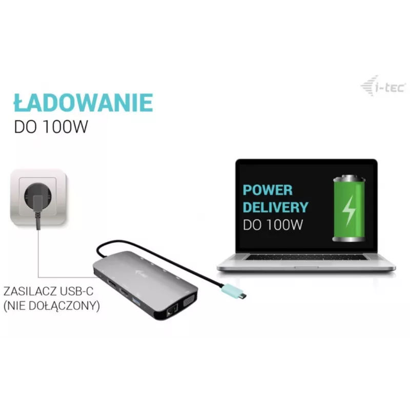 Dokovacia stanica ITEC i-tec USB-C Metal Nano 3x Display (DP, HDMI, VGA) s Power Delivery 100 W, 4x USB-A, Gigabit Ethernet