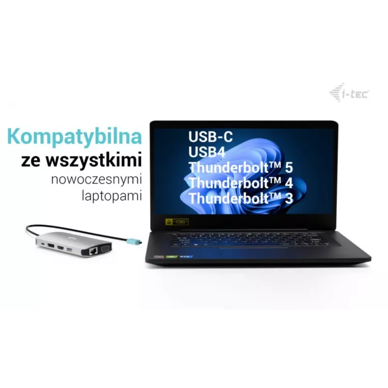 Dokovacia stanica ITEC i-tec USB-C Metal Nano 3x Display (DP, HDMI, VGA) s Power Delivery 100 W, 4x USB-A, Gigabit Ethernet
