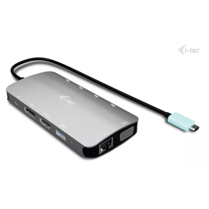 Dokovacia stanica ITEC i-tec USB-C Metal Nano 3x Display (DP, HDMI, VGA) s Power Delivery 100 W, 4x USB-A, Gigabit Ethernet