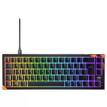 Mechanická herná klávesnica Cherry K5 PRO TMR COMPACT — 65 % AZERTY, USB káblová, RGB podsvietenie, čierna/oranžová