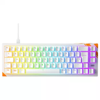 Mechanická herná klávesnica Cherry K5 Pro TMR Compact — 65% QWERTY USB káblová, RGB, magnetický spínač, oranžová/biela