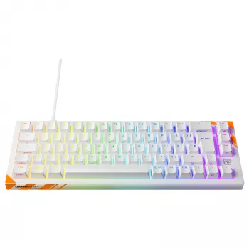 Mechanická herná klávesnica Cherry K5 Pro TMR Compact — 65% QWERTY USB káblová, RGB, magnetický spínač, oranžová/biela