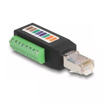 DeLOCK RJ45 konektor samec Cat.5e na svorkovnicový adaptér 90° zahnutý