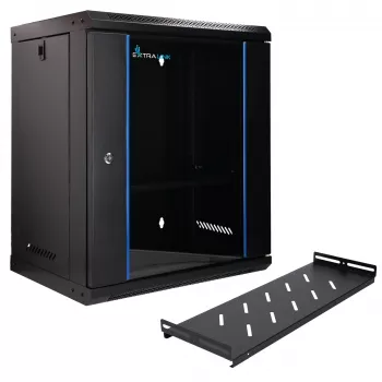 Extralink Lite 12U 530X400 nástenný rack rozvádzač čierny s policou