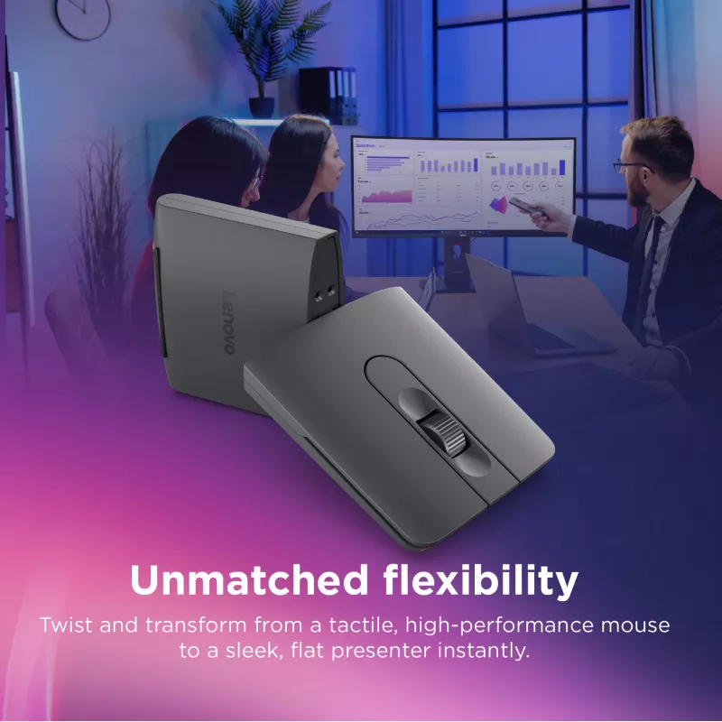 Bezdrôtová obojručná Bluetooth myš Lenovo 4Y51T62792 — IR LED, 4000 DPI, 7 tlačidiel, koliesko, sivá