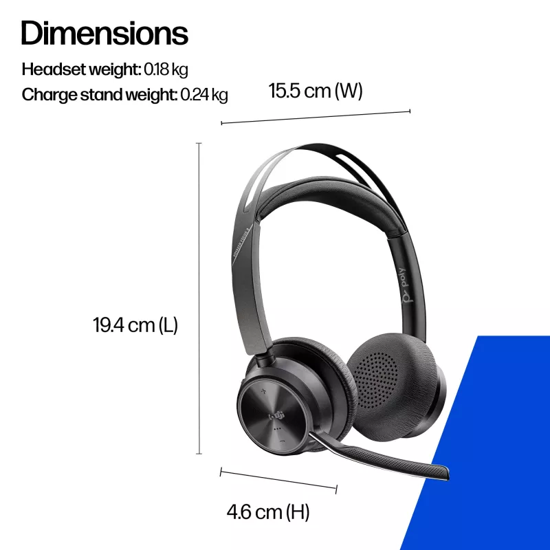 HP Poly Voyager Focus 2-M USB-C-C headset s USB-C/A adaptérom Poly+ 3 roky