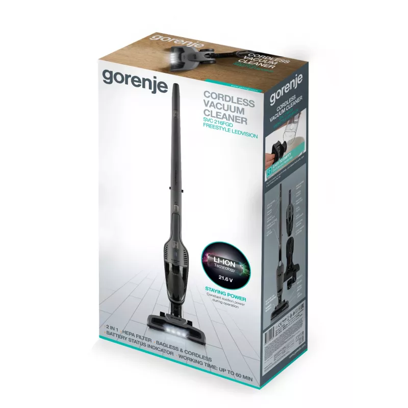 Gorenje SVC216FGD 2-in-1 tyčový vysávač batéria suchý HEPA čierna