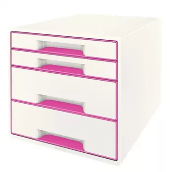 Leitz zásuvkový box WOW Cube 4-dielny, 4 zásuvky, plast, ružový, biely, 1 kus, 287 mm, 270 mm