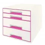 Leitz zásuvkový box WOW Cube 4-dielny, 4 zásuvky, plast, ružový, biely, 1 kus, 287 mm, 270 mm