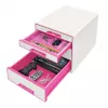 Leitz zásuvkový box WOW Cube 4-dielny, 4 zásuvky, plast, ružový, biely, 1 kus, 287 mm, 270 mm